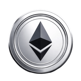 Floating graphic element featuring an Ethereum ETH cryptocurrency coin